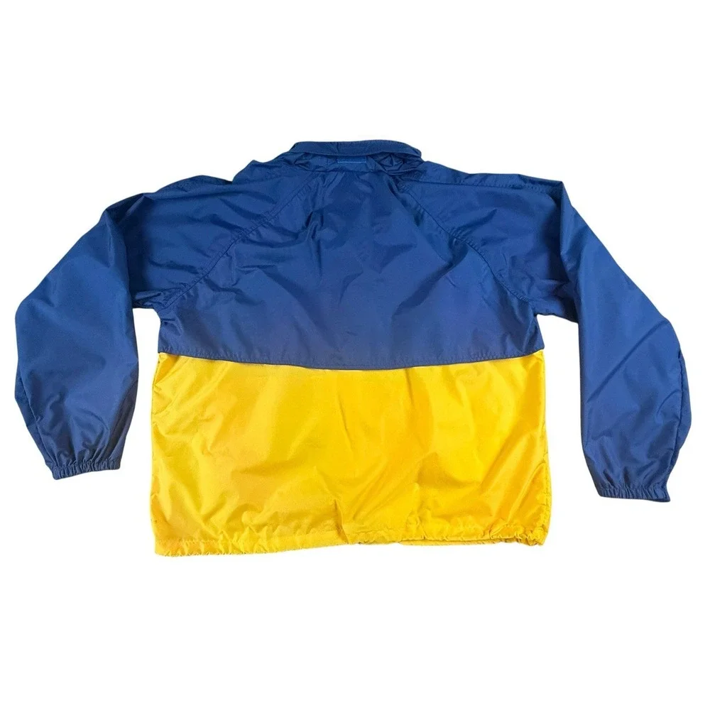 VINTAGE WEARGUARD Mens XL Blue Yellow Hooded Windbreaker Jacket